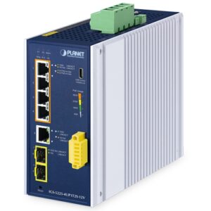 Industrial L2+ 4-Port 10/100/1000T 802.3bt PoE + 1-Port 10/100/1000T + 
2-Port 1G/2.5G SFP Managed Ethernet Switch w/12V Booster