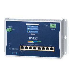 Industrial L2+ 8-Port 10/100/1000T 802.3at PoE + 2-Port 10G SFP+ Wall-mount Managed Ethernet Switch with LCD Touch Screen