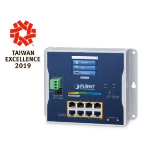 Industrial L2+ 8-port 10/100/1000T 802.3at PoE + 2-port 1G/2.5G SFP Wall-mount Managed Switch with LCD Touch Screen