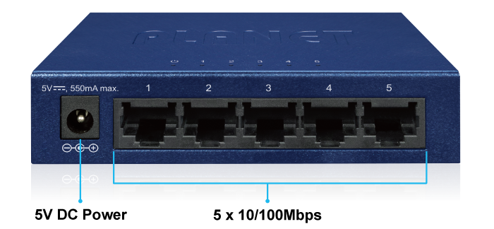 5-Port 10/100Mbps Fast Ethernet Switch 5 FSD 503v5 Front Panel Introducton