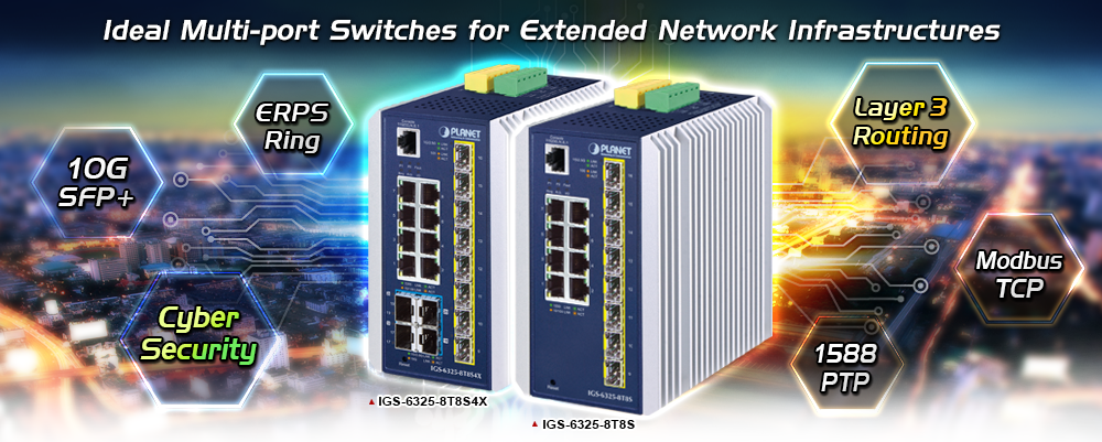 Industrial L3 8-Port 10/100/1000T + 8-Port 1G/2.5G SFP + 4-Port 10G SFP+ Managed Ethernet Switch 4 IGS 6325 DIN rail series 1cm