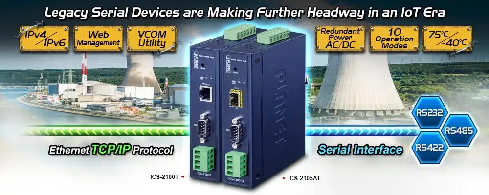 Industrial 1-port RS232/422/485 Serial Device Server with 1-Port 100BASE-FX SFP 10 Product Image