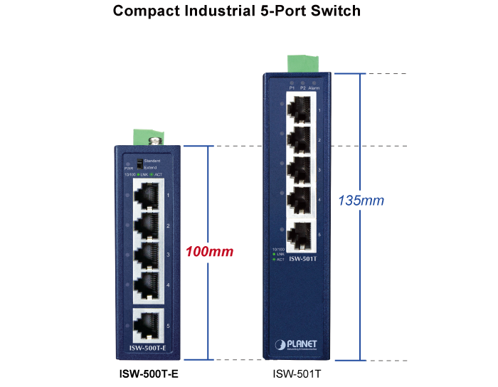 Compact Industrial 5-Port 10/100TX Ethernet Switch 5 ISW 500T E 1