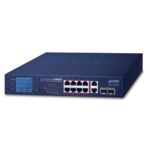 8-Port 10/100/1000T 802.3at PoE + 2-Port 10/100/1000T + 2-Port 1000X SFP Ethernet Switch with PoE LCD Monitor 10 GSD 1222VHPv1.1