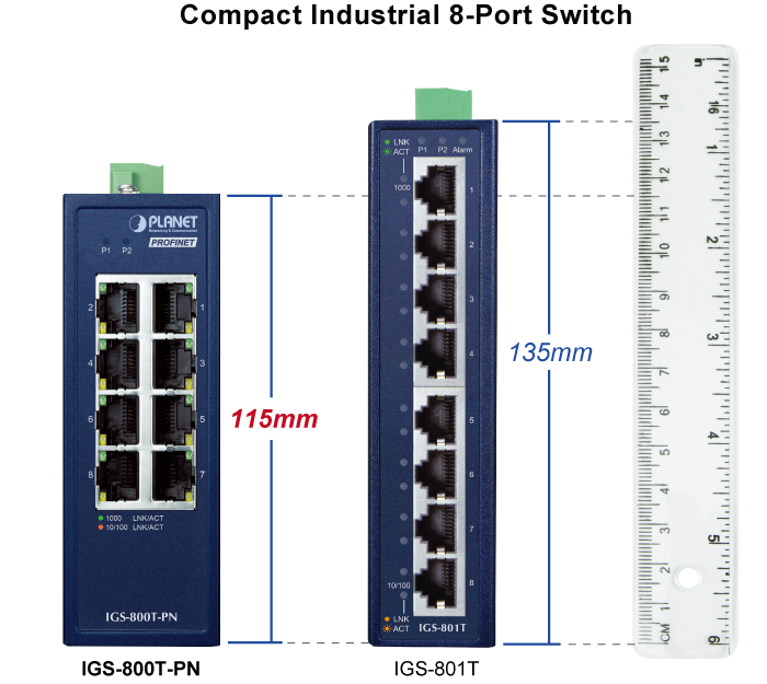 Compact Industrial 8-Port 10/100/1000T PROFINET Switch 5 IGS 800T PN 2