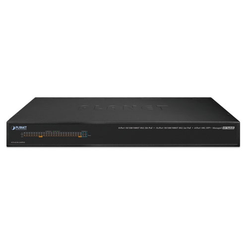 8-Port 10/100/1000T 802.3bt PoE + 16-Port 10/100/1000T 802.3at PoE + 4-Port 10G SFP+ Managed AV Switch 2 box AVS 4210 24HP4X 01