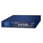 8-Port 10/100TX 802.3at PoE + 2-Port Gigabit TP/SFP Combo Desktop Switch with PoE LCD Monitor 8 box FGSD 1022VHPv3