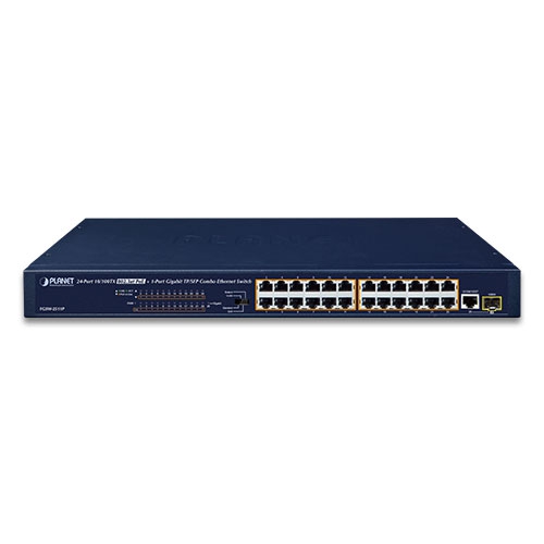 24-Port 10/100BASE-TX 802.3at PoE + 1-Port Gigabit TP/SFP Combo Ethernet Switch 2 box FGSW 2511P 01