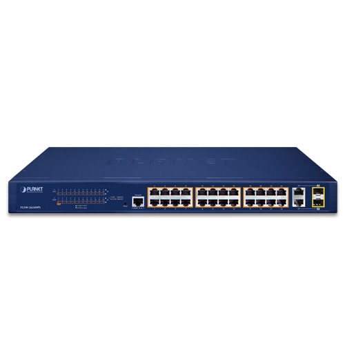 24-Port 10/100TX 802.3at PoE + 2-Port Gigabit TP/SFP Combo Managed Ethernet Switch 2 box FGSW 2624HPSv4 01