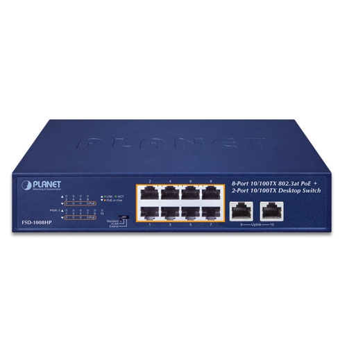 8-Port 10/100TX 802.3at PoE + 2-Port 10/100TX Desktop Switch 2 box FSD 1008HPv2 01