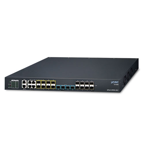 8-Port GPON OLT with 4-Port Gigabit TP/SFP Combo + 4-Port 1000X SFP + 4-Port 10G SFP+ 1 box GPL 8000
