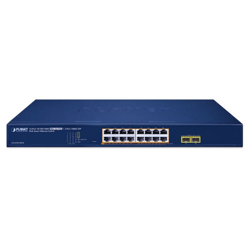 16-Port 10/100/1000T 802.3at PoE + 2-Port 1000X SFP Web Smart Ethernet Switch 2 box GS 2210 16P2S 01