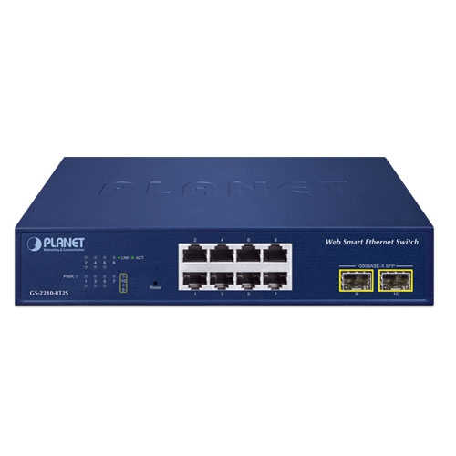 8-Port 10/100/1000T + 2-Port 1000X SFP Web Smart Ethernet Switch 2 box GS 2210 8T2S 01