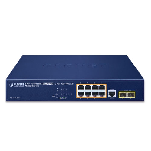 8-Port 10/100/1000T 802.3at PoE + 2-Port 100/1000X SFP Managed Switch 2 box GS 4210 8P2Sv3 01