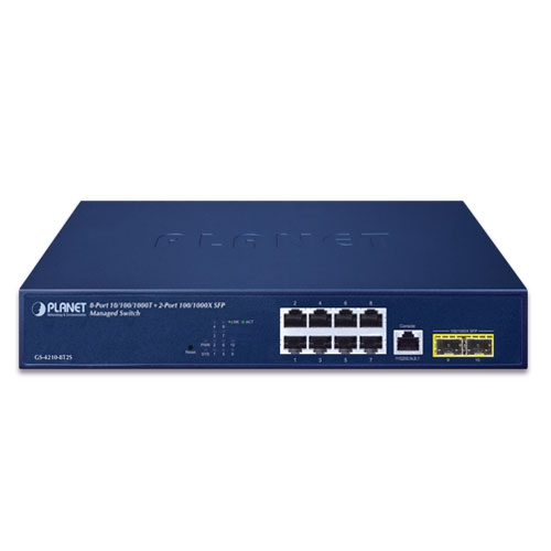 8-Port 10/100/1000T + 2-Port 100/1000X SFP Managed Switch 2 box GS 4210 8T2S 01