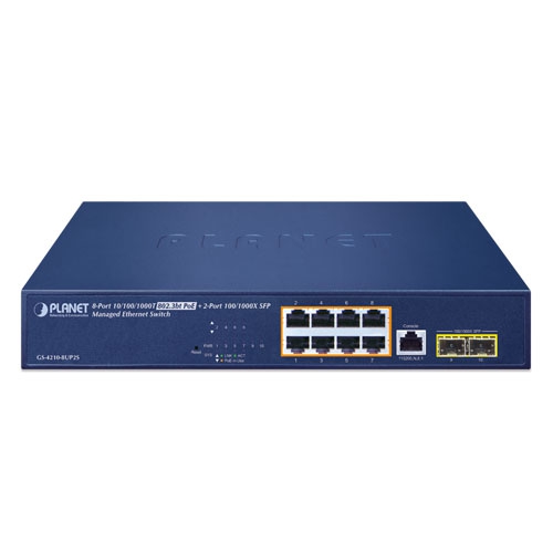 8-Port 10/100/1000T 802.3bt PoE + 2-Port 100/1000X SFP Managed Ethernet Switch 2 box GS 4210 8UP2S 01