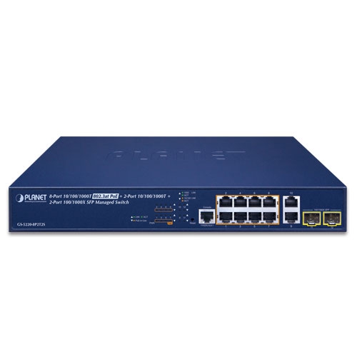 L2+ 8-Port 10/100/1000T 802.3at PoE + 2-Port 10/100/1000T + 2-Port 100/1000X SFP Managed Switch 2 box GS 5220 8P2T2Sv3 01