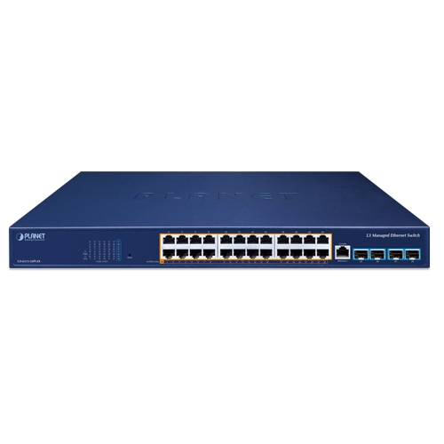 L3 24-Port 10/100/1000T 802.3at PoE + 4-Port 10G SFP+ Managed Ethernet Switch 2 box GS 6311 24PL4X 01