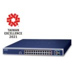 L3 24-Port 10/100/1000T 802.3bt PoE + 2-Port 10GBASE-T + 2-Port 10G SFP+ Managed Switch with Dual Modular Power Supply Slots 5 box GS 6322 24P4X1