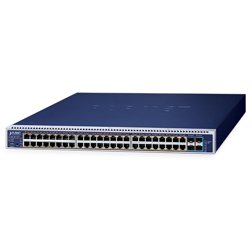 L3 48-Port 10/100/1000T 802.3bt PoE + 4-Port 10G SFP+ Managed Switch with dual modular power supply slots 1 box GS 6322 48UP4X
