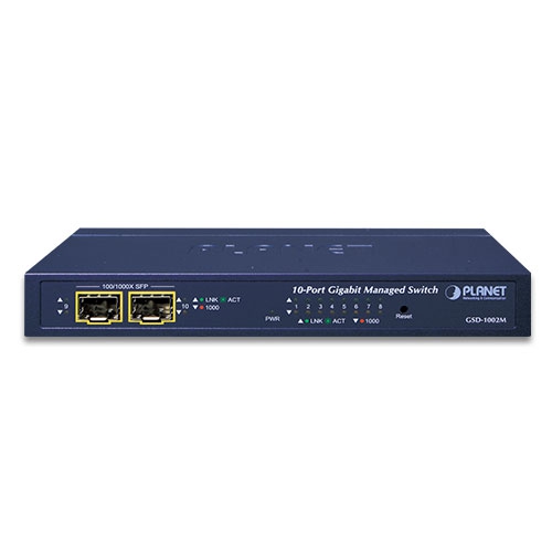 8-Port 10/100/1000Mbps + 2-Port 100/1000X SFP Managed Desktop Switch 2 box GSD 1002Mv1.1 01