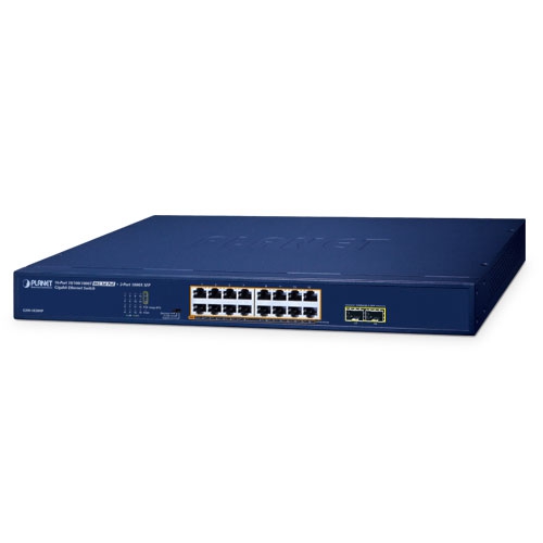 16-Port 10/100/1000T 802.3at PoE + 2-Port 1000X SFP Gigabit Ethernet Switch 1 box GSW 1820HPv3