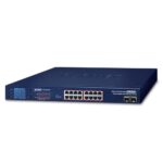 16-Port 10/100/1000T 802.3at PoE + 2-Port Gigabit SFP Ethernet Switch with LCD PoE Monitor 23 box GSW 1820VHPv3