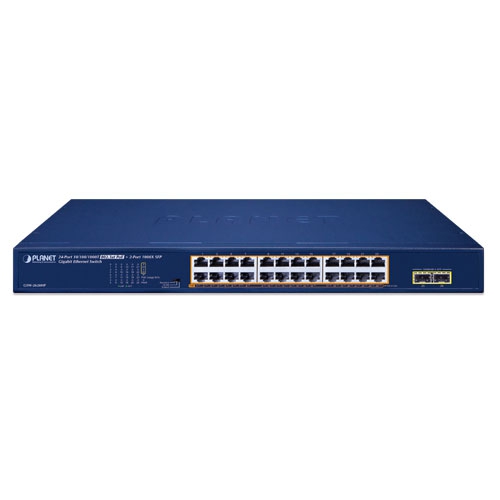 24-Port 10/100/1000T 802.3at PoE + 2-Port 1000X SFP Gigabit Ethernet Switch 2 box GSW 2620HPv5 01