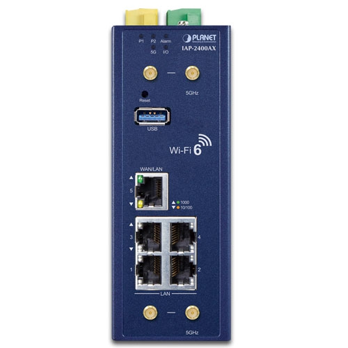 Industrial 5GHz 802.11ax 2400Mbps Wireless Access Point with 5 10/100/1000T LAN Ports 3 box IAP 2400AX 02