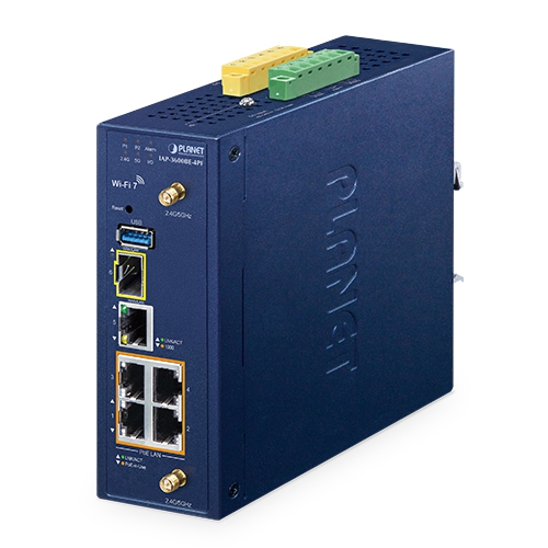 Industrial Dual Band 802.11be 3600Mbps Wireless Access Point with 4-Port 802.3at PoE+ 2 box IAP 3600BE 4PF 01