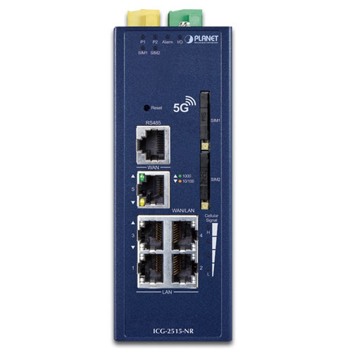 Industrial 5G NR Cellular Gateway with 5-Port 10/100/1000T 3 box ICG 2515 NR 01