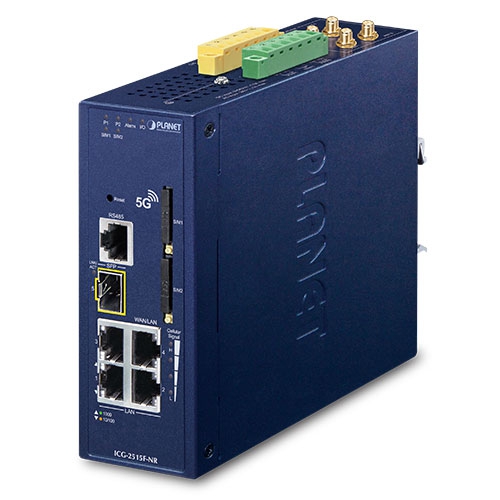 Industrial 5G NR Cellular Gateway with 1-Port 1000X SFP 2 box ICG 2515F NR 01