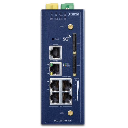 Industrial 5G NR Cellular Wireless Gateway with 5-Port 10/100/1000T 3 box ICG 2515W NR 01