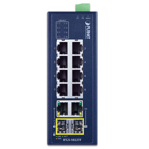 Industrial 8-Port 10/100TX + 2-Port Gigabit TP/SFP Combo Ethernet Switch 2 box IFGS 1022TFv2 01