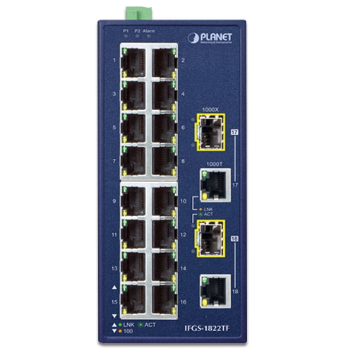 Industrial 16-Port 10/100TX + 2-Port Gigabit TP/SFP Combo Ethernet Switch 2 box IFGS 1822TFv2 01