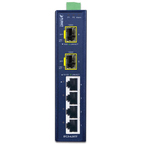 Industrial 4-Port 10/100TX + 2-Port 1000X SFP Ring Ethernet Switch 2 box IFGS 620TF 01