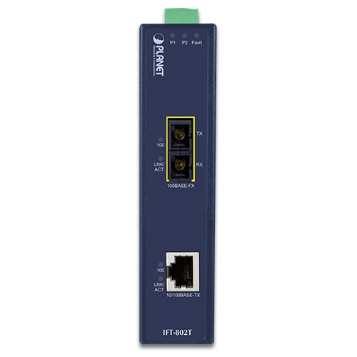 10/100Base-TX to 100Base-FX Industrial Media Converter with Wide Operating Temperature 3 box IFT 802Tv1.1 01