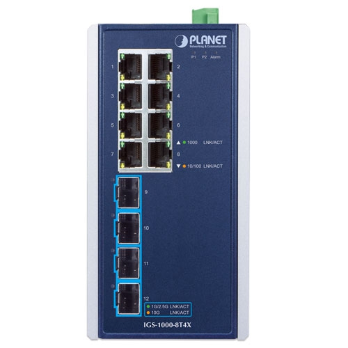Industrial 8-Port 10/100/1000T + 4-Port 10G SFP+ Ethernet Switch 2 box IGS 1000 8T4X 01