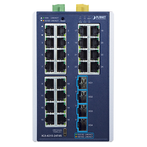 Industrial L2+ 24-Port 10/100/1000T + 4-Port 10G SFP+ Managed Ethernet Switch 2 box IGS 4215 24T4X 01