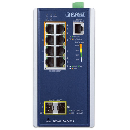 Industrial 4-Port 10/100/1000T 802.3at PoE + 4-Port 10/100/1000T + 2-Port 100/1000X SFP Managed Switch 2 box IGS 4215 4P4T2Sv2 01