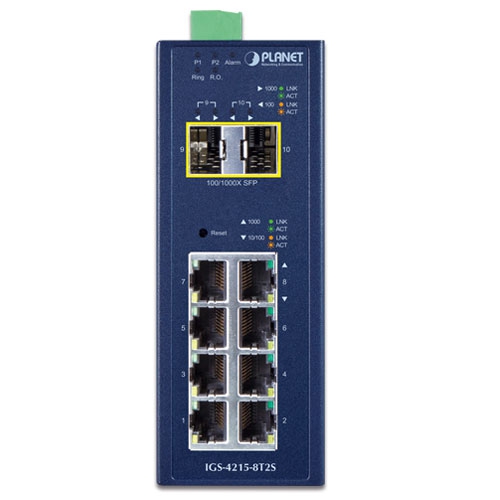 Industrial L2/L4 8-Port 10/100/1000T + 2-Port 100/1000X SFP Managed Switch 2 box IGS 4215 8T2S 01