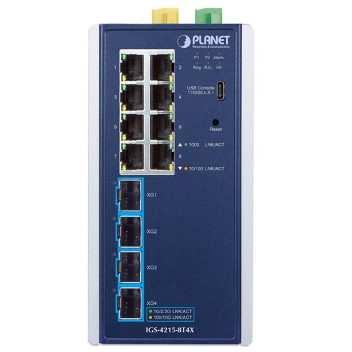 Industrial L2+ 8-Port 10/100/1000T + 4-Port 10G SFP+ Managed Ethernet Switch 2 box IGS 4215 8T4X 01