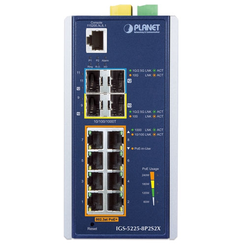 Industrial L3 8-Port 10/100/1000T 802.3at PoE + 2-Port 1G/2.5G SFP + 2-Port 10G SFP+ Managed Ethernet Switch 2 box IGS 5225 8P2S2Xv4 01