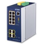 Industrial L2+ 8-Port 10/100/1000T 802.3at PoE + 2-Port 100/1G SFP + 2-Port 100/1G/2.5G SFP Managed Ethernet Switch w/ 12V Booster 8 box IGS 5225 8P4S 12V