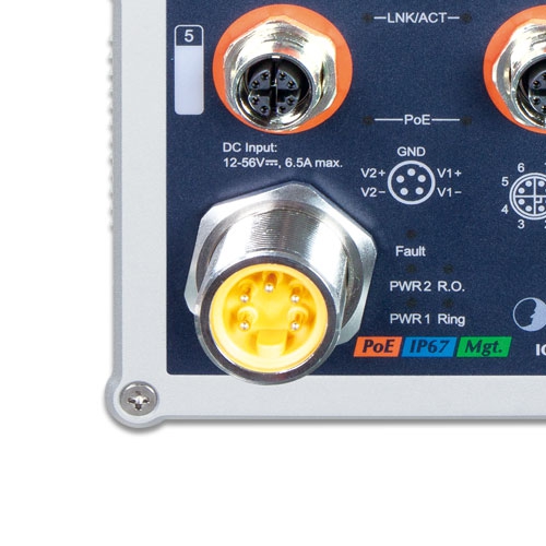 Industrial IP67-rated 4-Port 10/100/1000T 802.3at PoE+ 2-Port 10/100/1000T Managed Ethernet Switch 3 box IGS 5227X 4P2T 02