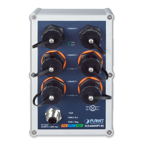 Industrial IP67-rated 4-Port 10/100/1000T 802.3at PoE + 2-Port 10/100/1000T Managed Ethernet Switch 2 box IGS 604HPT RJv1.1 01