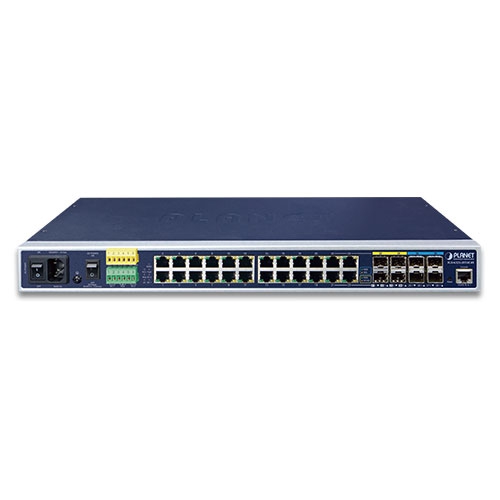 Industrial L3 20-Port 10/100/1000T + 4-Port Gigabit TP/SFP + 4-Port 10G SFP+ Managed Ethernet Switch 2 box IGS 6325 20T4C4X v1.1 01