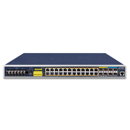 Industrial L3 24-Port 10/100/1000T-802.3at PoE + 4-Port 10G SFP+ Managed Ethernet Switch 2 box IGS 6325 24P4X 01