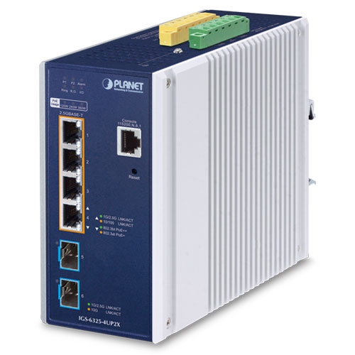 Industrial L3 4-Port 2.5GBASE-T 802.3bt PoE + 2-Port 10G SFP+ Managed Ethernet Switch 1 box IGS 6325 4UP2X