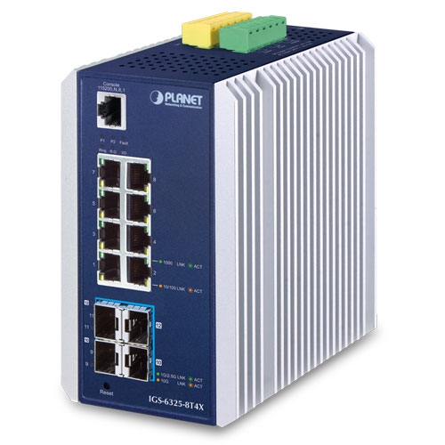 Industrial L3 8-Port 10/100/1000T + 4-Port 10G SFP+ Managed Ethernet Switch 1 box IGS 6325 8T4Xv1.2